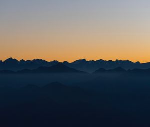 Preview wallpaper mountains, outlines, sunset, peaks, sky