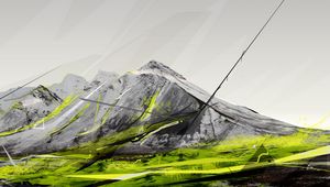 Preview wallpaper mountains, paint, light, sky, drawing