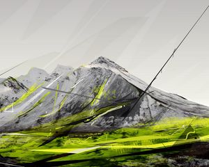 Preview wallpaper mountains, paint, light, sky, drawing