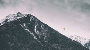Preview wallpaper mountains, paraglider, peak, snow-capped, trees