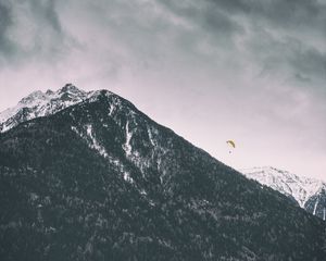 Preview wallpaper mountains, paraglider, peak, snow-capped, trees