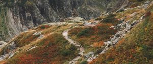 Preview wallpaper mountains, path, aerial view, stones, rocks