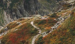 Preview wallpaper mountains, path, aerial view, stones, rocks