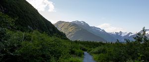 Preview wallpaper mountains, path, bushes, nature