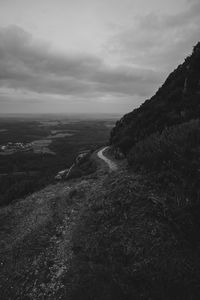 Preview wallpaper mountains, path, bw, landscape, nature
