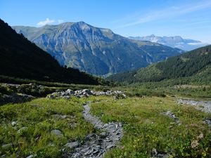 Preview wallpaper mountains, path, grass, nature, landscape