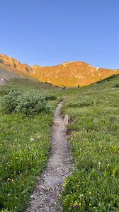 Preview wallpaper mountains, path, grass, landscape