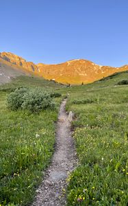 Preview wallpaper mountains, path, grass, landscape