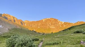 Preview wallpaper mountains, path, grass, landscape