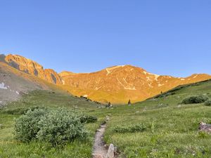 Preview wallpaper mountains, path, grass, landscape
