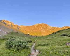 Preview wallpaper mountains, path, grass, landscape