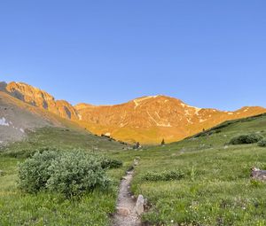 Preview wallpaper mountains, path, grass, landscape