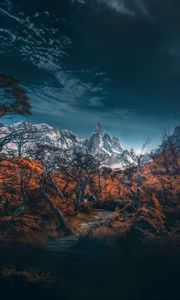 Preview wallpaper mountains, path, trees, sky, landscape