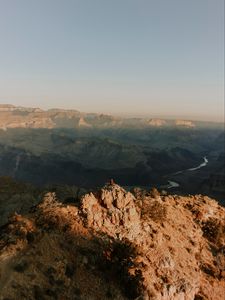 Preview wallpaper mountains, peak, aerial view, canyon, overview