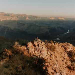 Preview wallpaper mountains, peak, aerial view, canyon, overview