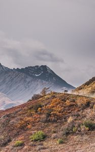 Preview wallpaper mountains, peak, car, off-road, nature