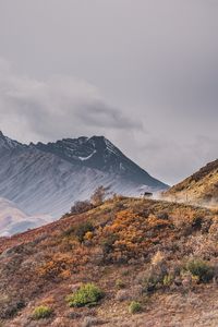 Preview wallpaper mountains, peak, car, off-road, nature