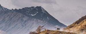 Preview wallpaper mountains, peak, car, off-road, nature