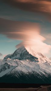 Preview wallpaper mountains, peak, clouds, snowy, landscape