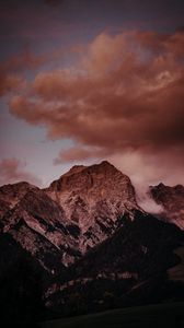Preview wallpaper mountains, peak, clouds, landscape, twilight