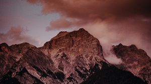 Preview wallpaper mountains, peak, clouds, landscape, twilight