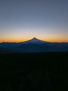 Preview wallpaper mountains, peak, forest, hills, sunrise