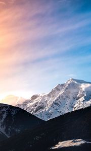 Preview wallpaper mountains, peak, landscape, forest, snow