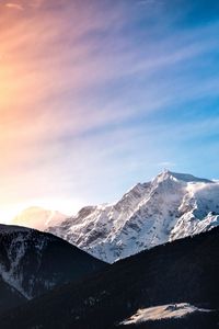 Preview wallpaper mountains, peak, landscape, forest, snow