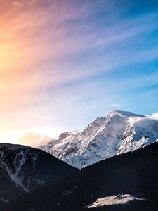 Preview wallpaper mountains, peak, landscape, forest, snow