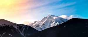 Preview wallpaper mountains, peak, landscape, forest, snow