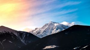 Preview wallpaper mountains, peak, landscape, forest, snow