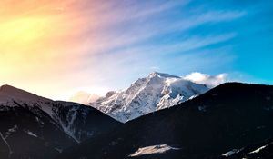 Preview wallpaper mountains, peak, landscape, forest, snow