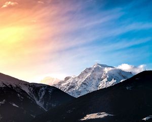 Preview wallpaper mountains, peak, landscape, forest, snow