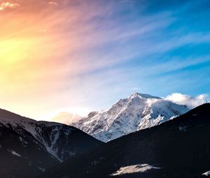 Preview wallpaper mountains, peak, landscape, forest, snow