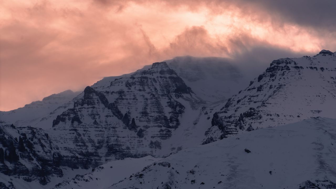 Wallpaper mountains, peak, pink, snow