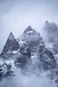 Preview wallpaper mountains, peak, rocks, snow, clouds