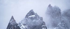 Preview wallpaper mountains, peak, rocks, snow, clouds