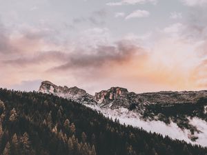 Preview wallpaper mountains, peak, sky, clouds, badia, south tyrol, italy