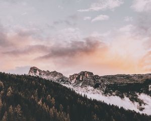 Preview wallpaper mountains, peak, sky, clouds, badia, south tyrol, italy