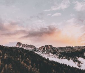 Preview wallpaper mountains, peak, sky, clouds, badia, south tyrol, italy