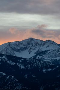 Preview wallpaper mountains, peak, snow, clouds, nature