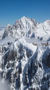 Preview wallpaper mountains, peak, snow, snowy, clouds