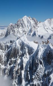 Preview wallpaper mountains, peak, snow, snowy, clouds