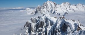 Preview wallpaper mountains, peak, snow, snowy, clouds
