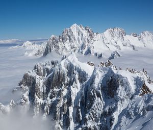 Preview wallpaper mountains, peak, snow, snowy, clouds