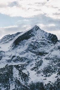 Preview wallpaper mountains, peak, snow, snowy, sky, clouds