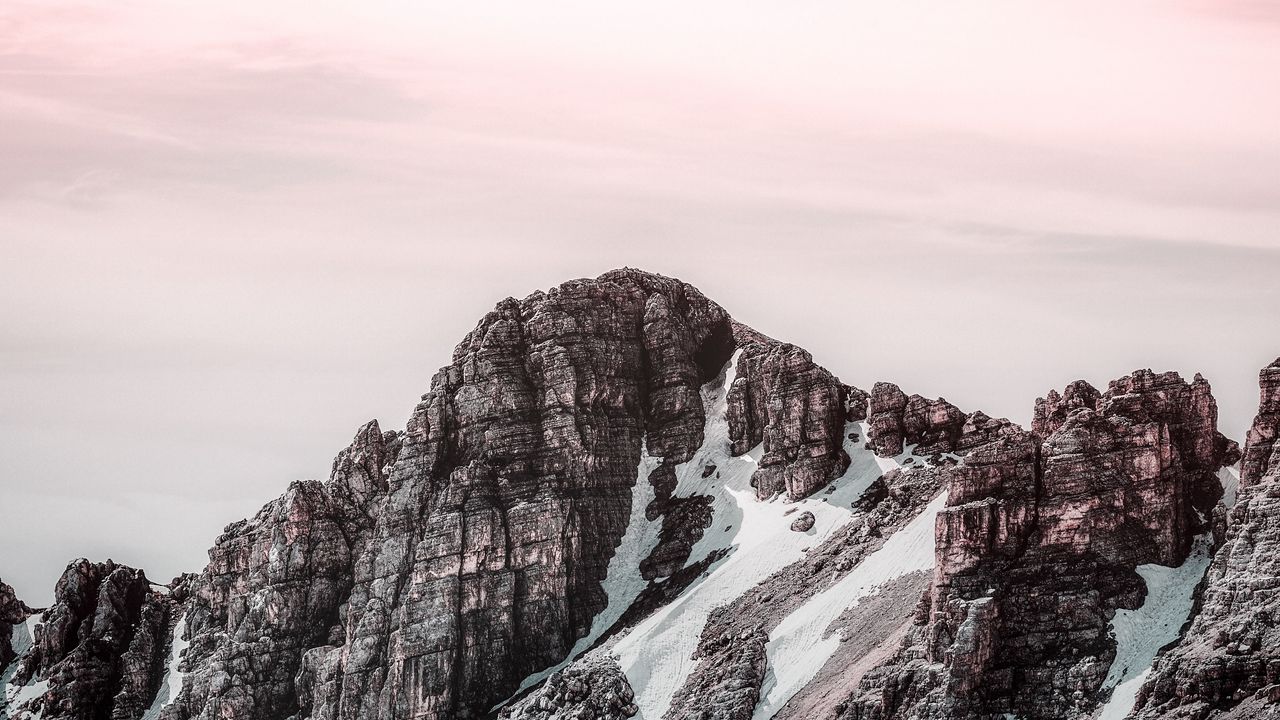 Wallpaper mountains, peak, snow, stones, landscape