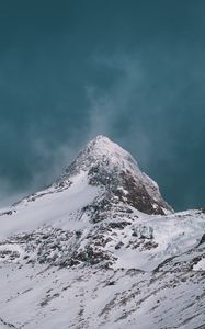 Preview wallpaper mountains, peak, snow, snowy, slope, sky