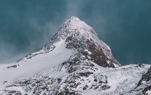 Preview wallpaper mountains, peak, snow, snowy, slope, sky