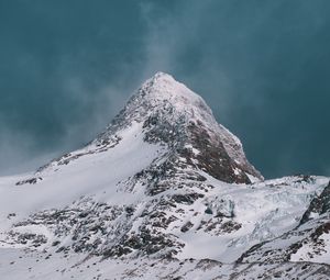 Preview wallpaper mountains, peak, snow, snowy, slope, sky